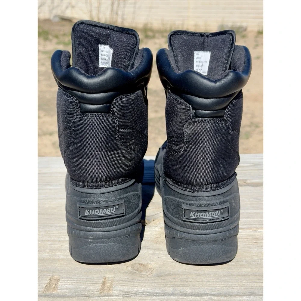 Khombu Boots Men's 12 M Black Glacier Zip Paul Snow Boots Thermal Insulation